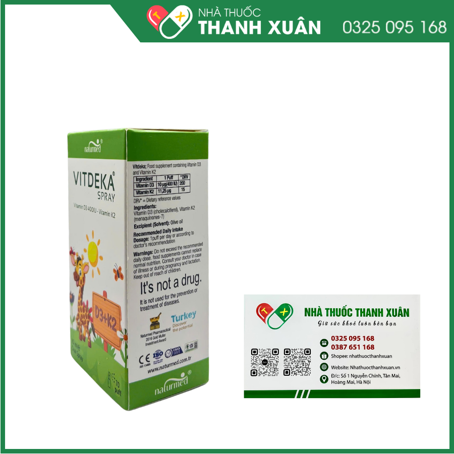 Vitdeka spray bổ sung vitamin D và K2